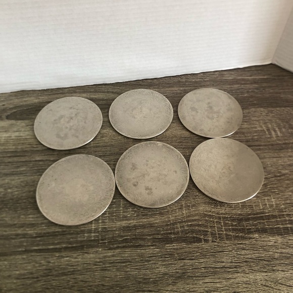 Vtg Elegant Silver Etched Coasters - Picture 3 of 12